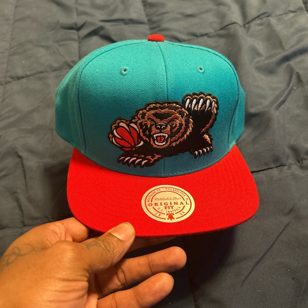 Teal and Red Cap with Bear Logo